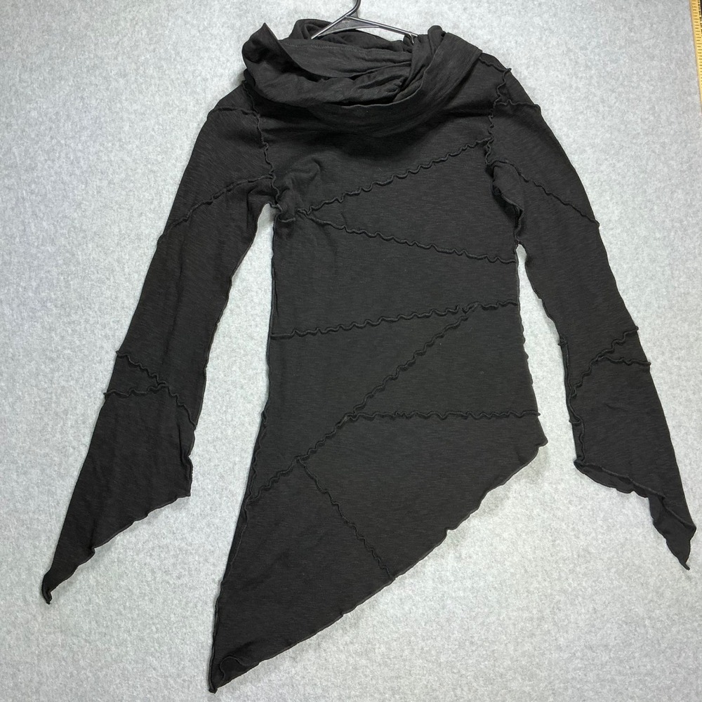 Queen of Darkness Black Gothic Asymmetrical Cowl Neck Hooded Top Small